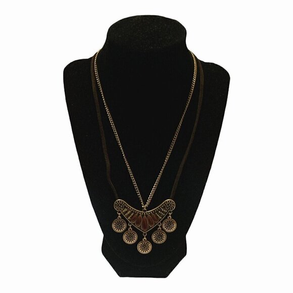 MIA Jewelry - Mia Inspirations Earrings 10" Necklace Set Boho Style Red